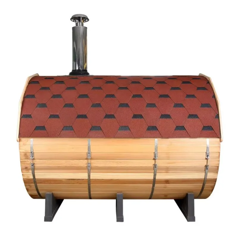 Customized 4-8 Persons Outdoor Barrel Sauna Hemlock Cedar Wood Panorama View Wood Burning Stove Heater Garden Spa Steam Room