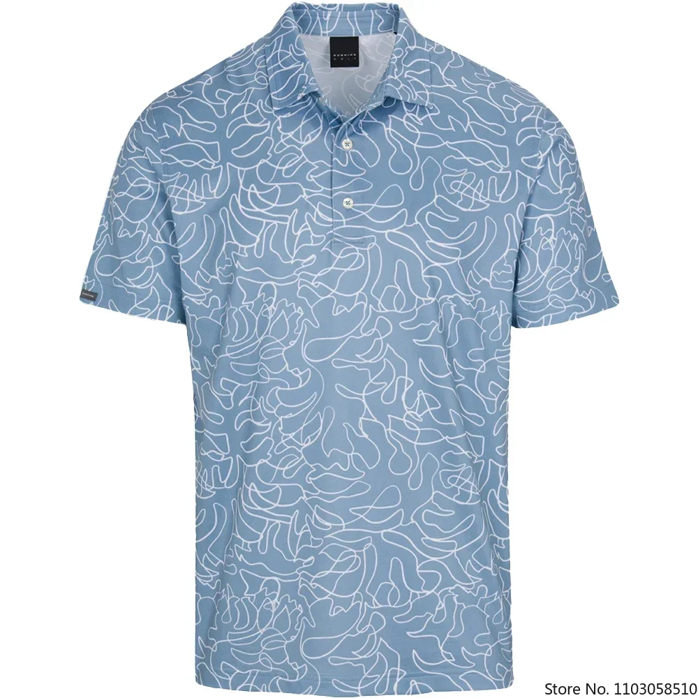 Men's Outdoor Sports Golf Shirt T-shirt Summer Polo Quick Drying Clothing Leisure Sports Jersey Fashion Printed Top Golf Wear
