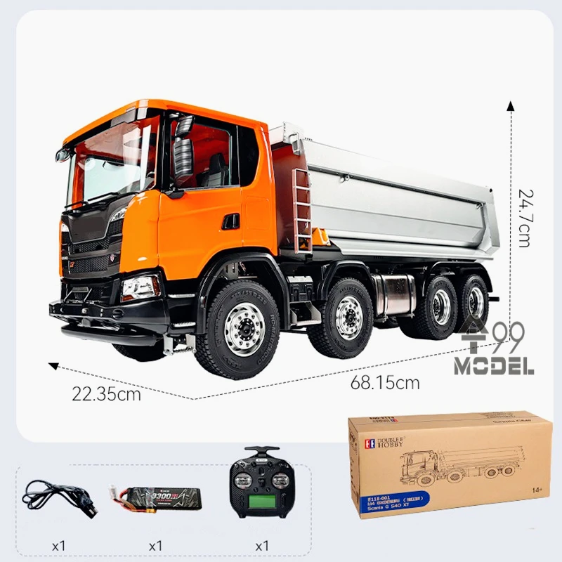 Double Eagle 8x8 Hydraulic Dump Truck 1/14 E118 G580 RC Truck Model RTR with Lights Sound Differential Lock RC Car 2026 New