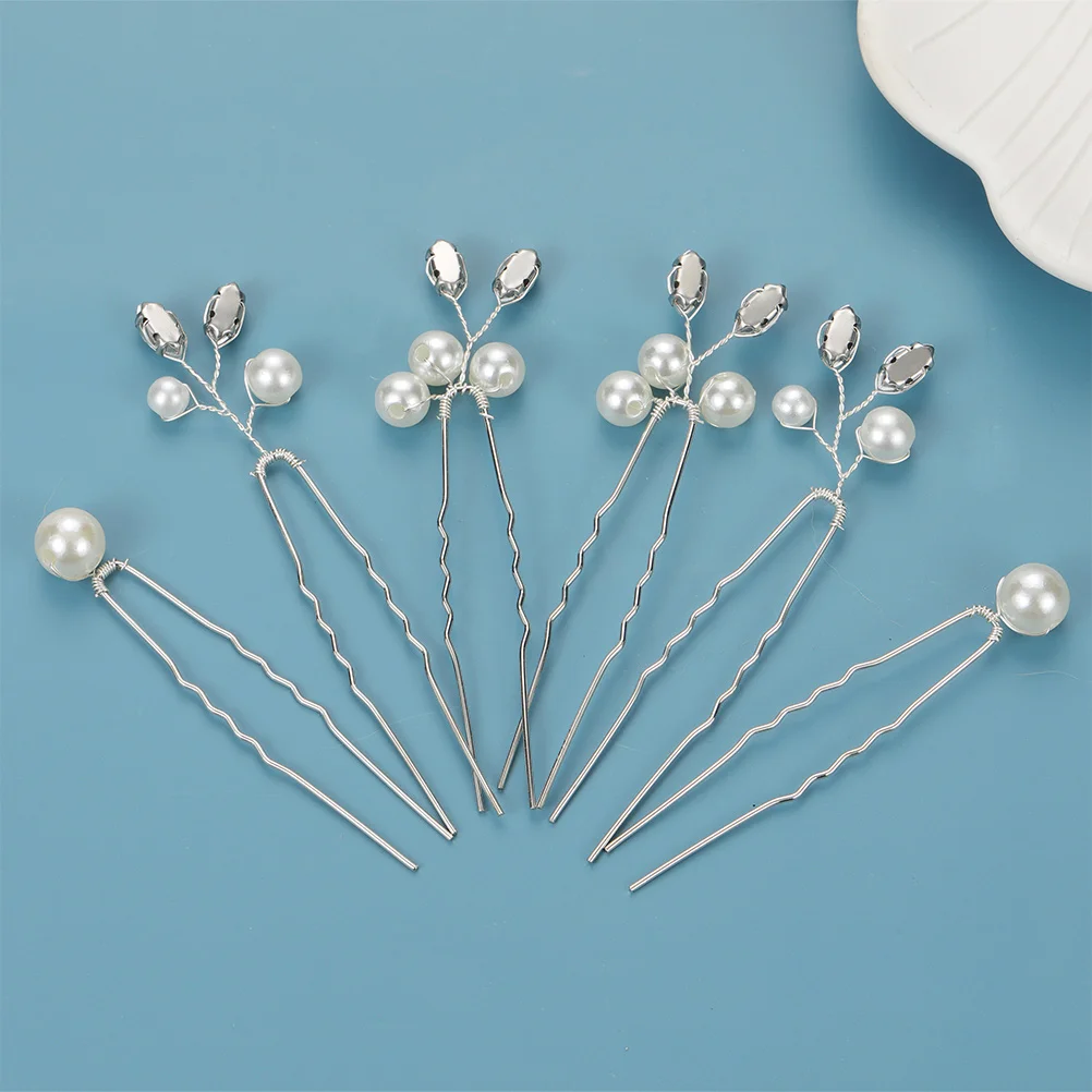 

6pcs Pearls Pin U Shaped Bridal Hairpins Wedding Hair Accessories For Bride Pearls Hair Fork Elegant Alloy Pearl Decor