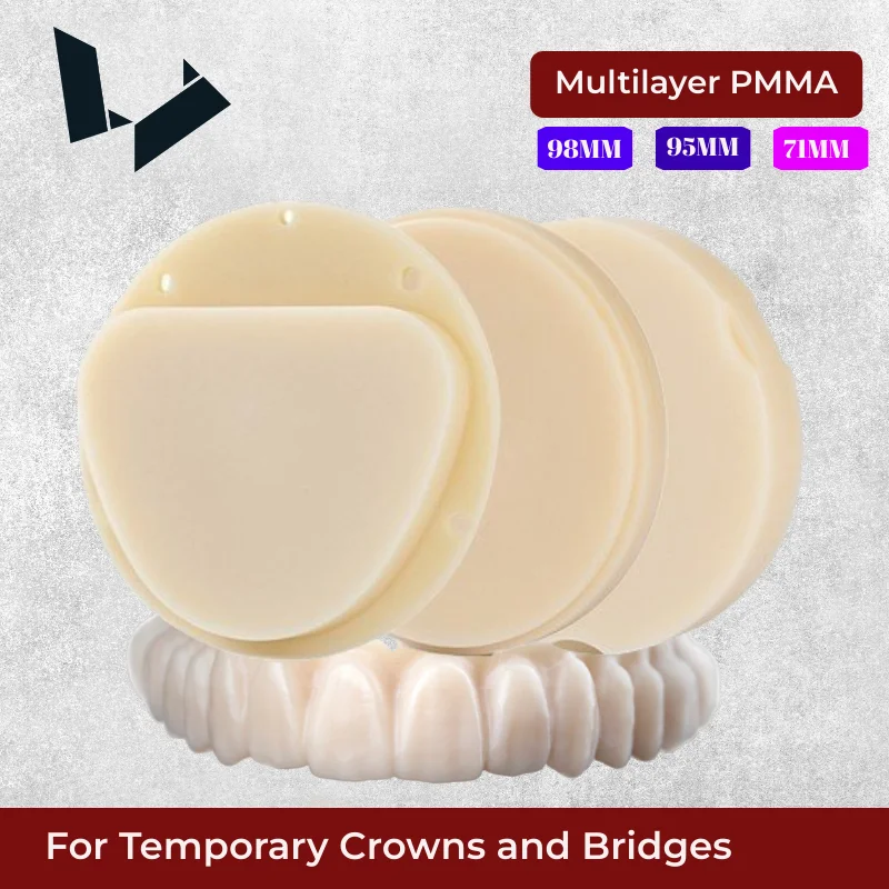 98mm Milling System Dental Multilayer PMMA Blocks for Dental Laboratory Equipment Tooth Repair Products