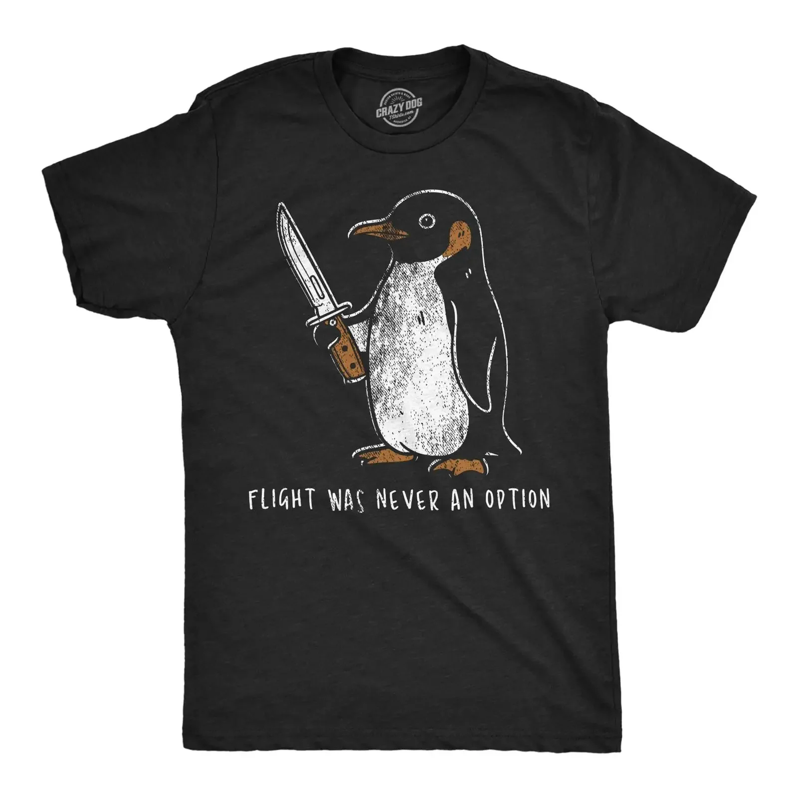 Mens Funny T Shirt Flight was Never an Option Sarcastic Penguin Novelty for Men vintage Washed Casual Stretched Versatile