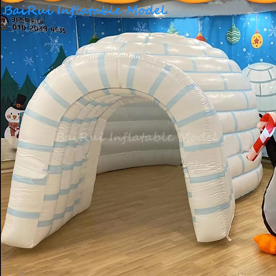 เต๊นท์เป่าลมขนาดยักษ์ใช้กลางแจ้งบ้านทรงกระท่อมน้ำแข็งพร้อมอุโมงค์ขนาดใหญ่สำหรับไนท์คลับดีเจอุปกรณ์ตกแต่งงาน