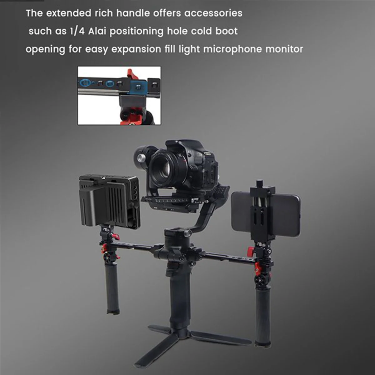 For DJI Ruying RSC 2 RS2 Pot Handle Portable Double Handheld Stabilizer Carbon Fiber Folding Handle Set C