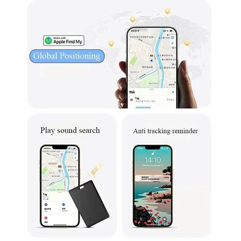 Cartão Smart-Track do dispositivo anti-perda funciona com Apple Find My APP Wallet Phone Finder (somente iOS)