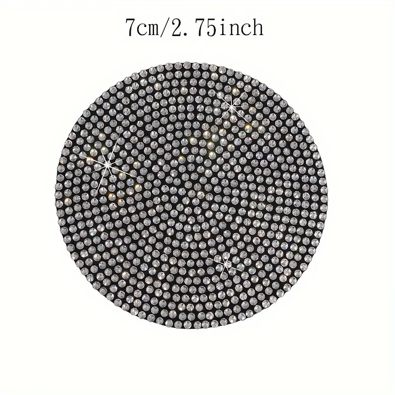 2PCS Diamond inlaid car water cup pad, car interior decoration circular silicone anti slip pad, soft rubber full of diamonds