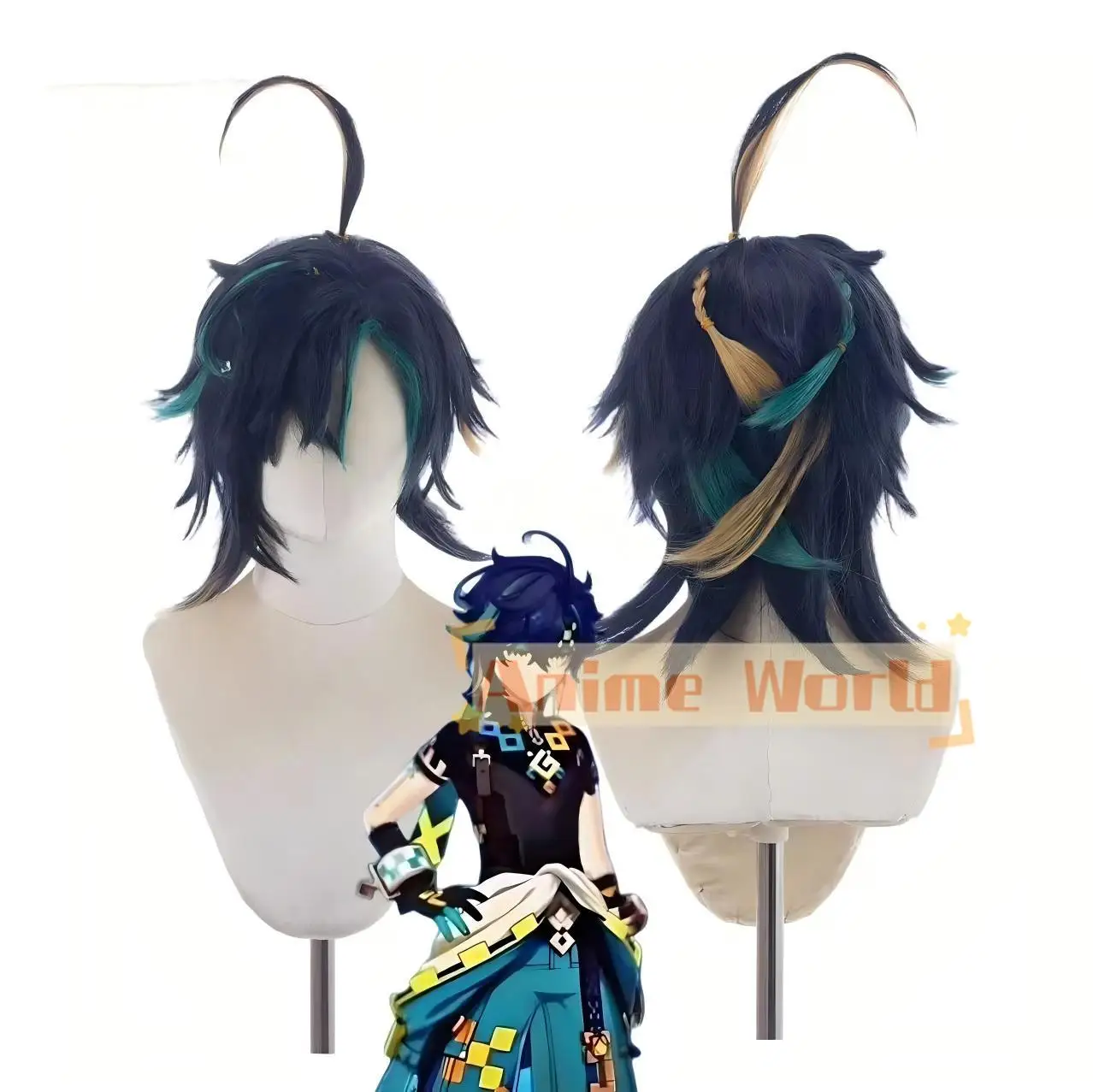 

Anime Kinich Turnfire Hunt Cos Cosplay Wig Halloween Carnival Party Props Synthetic Hair Heat Resistant Fiber + Wig Cap