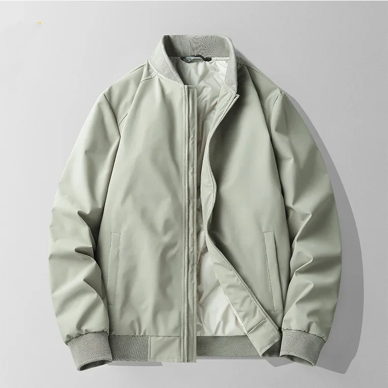 

Men Coat New Thicken Cold-proof Stand Collar Man Outerwear Solid Color Long Sleeve Zipper Lightweight Male Down Jacket Winter