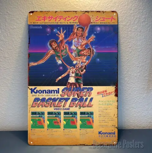 Y1, Super Basket Ball Video Game Metal Poster - Placa de Metal Colecionável (Tamanho:) - Alumínio