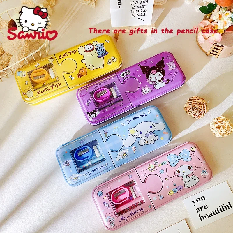 Sanrio 2pcs Pencil Case Student Stationery Set Kulomi Pencil Case Double-Layer Pencil Case Cute Creative Cartoon Pencil Case