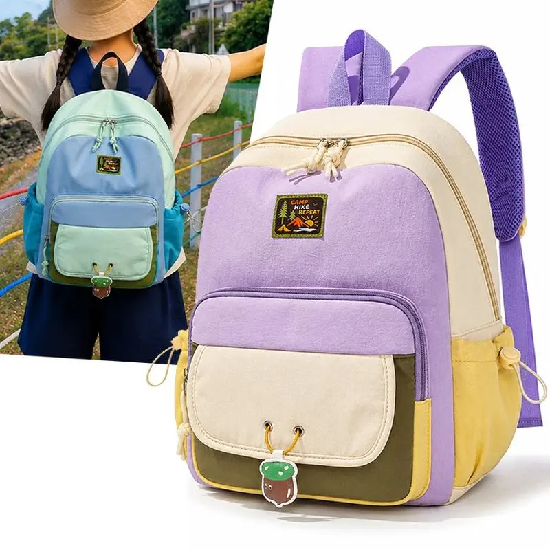 New children's dopamine color lightweight nylon schoolbag multi-function patchwork Outdoor Backpack Camping Travel Daypack 001