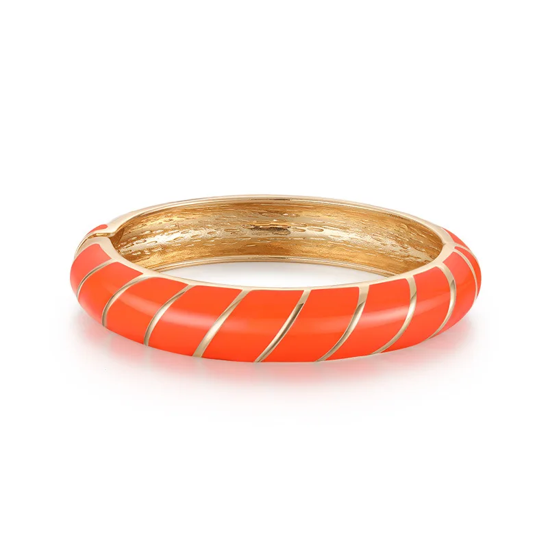Trend New Colorful Stripe Bracelet Oil Dripping Bangle For Women France Enamel Jewelry Gifts