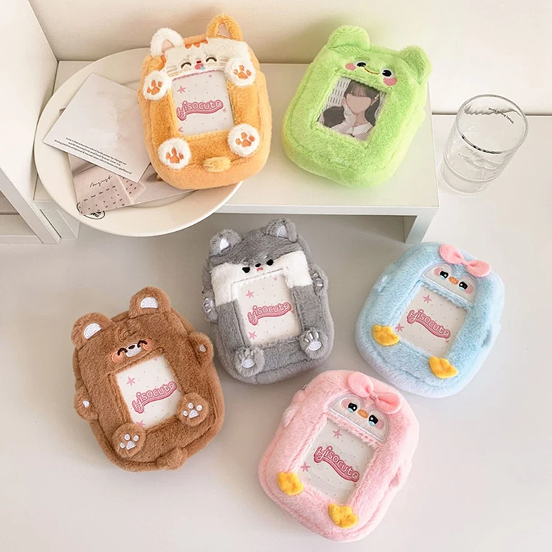 

1pc Kawaii Animal Card Holder Bags Keychains Small Pouch Coin Purse Lipstick Storage Bag Plush Card Holder Bag Pendant