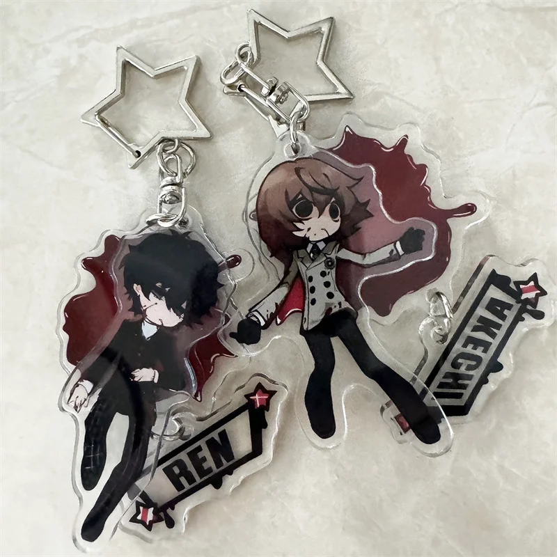 Llavero de acrílico con colgante de cosplay de Amamiya Ren Akechi Goro, adorno para bolso, 2 piezas, accesorios, joyería