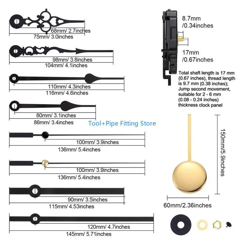F92B البندول الزناد حركة على مدار الساعة رنين موسيقى مربع مربع كمل مع 3 أزواج من البستوني يديك على مدار الساعة على #6