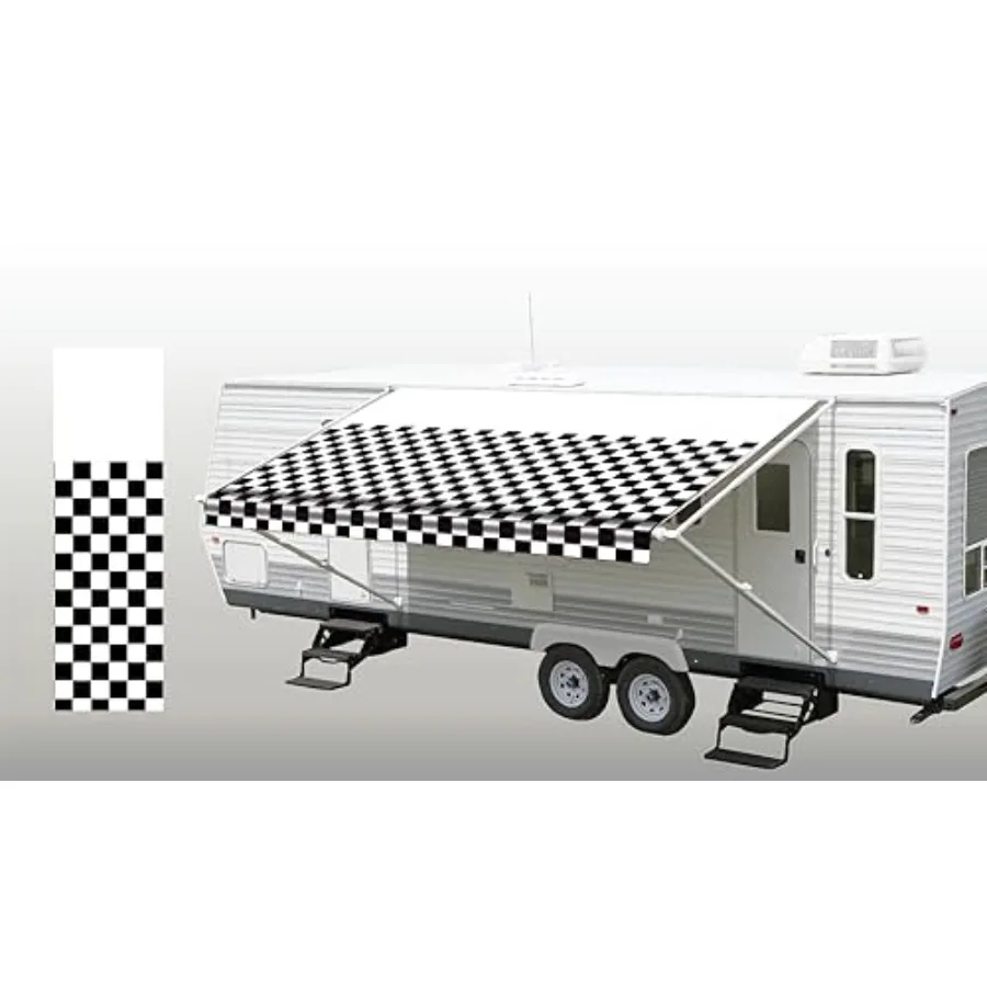 

RV Awning Fabric Replacement for Electric Camper Awning with Checkered Pattern Premium Vinyl Canopy for Outdoor Shelter Ideal f