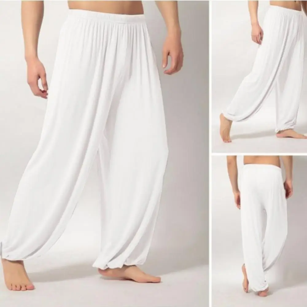 2026 Modal Men Pants Casual Harem Pants Solid Long Belly Dance Pants Boho Wide Trousers Baggy Trousers Joggers Sweatpants