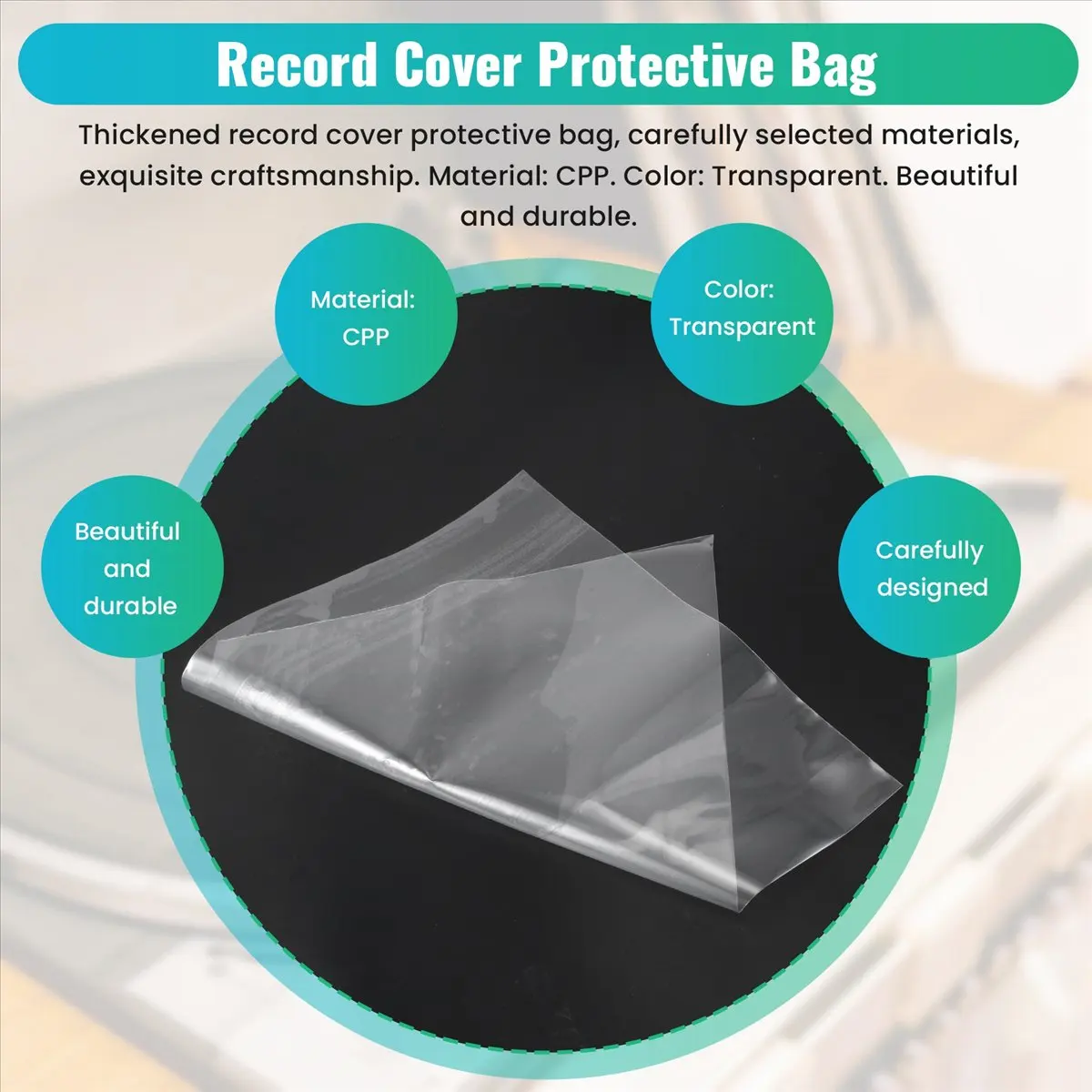 30 Flat Open Top Bag 6.7Mil Strong Cover Plastic Vinyl Record Outer Sleeves for 12 Inch Double / Gatefold 2LP 3LP 4LP