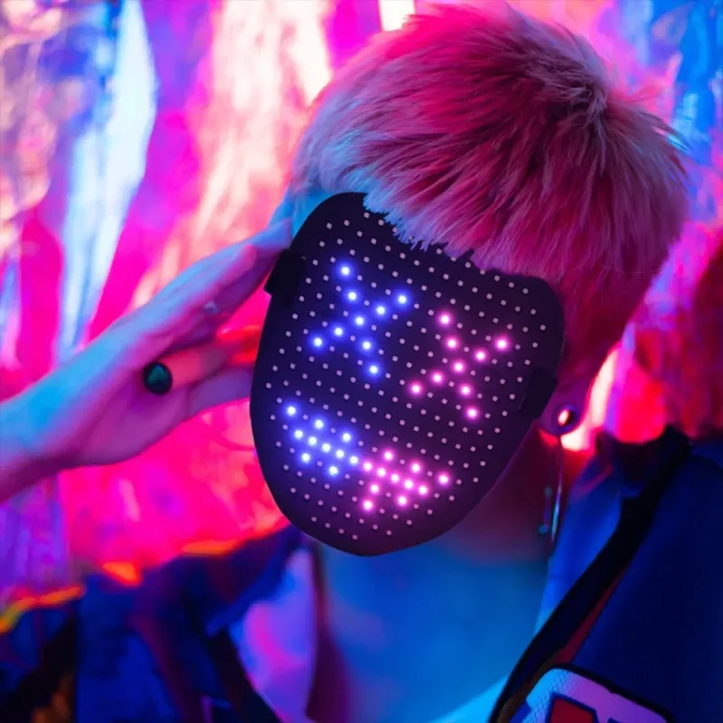 DIY LED 발광 스마트 마스크, 제스처 감지 라이트 업 마스크, 얼굴 변경, 빛나는 마스크, 파티 크리스마스 할로윈 마스크 코스프레, 신제품