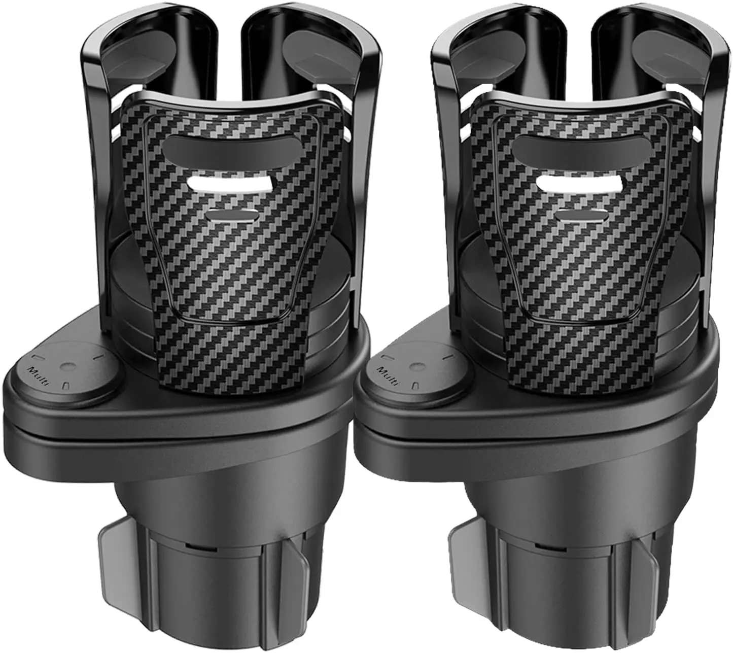 

2 Pack Car Cup Holder Expander Adapter Fibre Black Carbon Black ABS Interior Kits 360 Degrees Rotating Dual Cup Mount