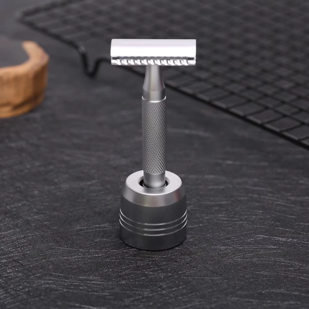 Yaqi Matte Chrome Color Mens Shaving Razor Holder Shaver Base Men Razor Stand Larg Handle Shaver Holder