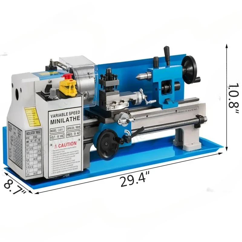 550W Bench Top Metal Lathe Mini Metal Lathe 0-2500 RPM Variable Speede With 4 / 3-jaw Chuck