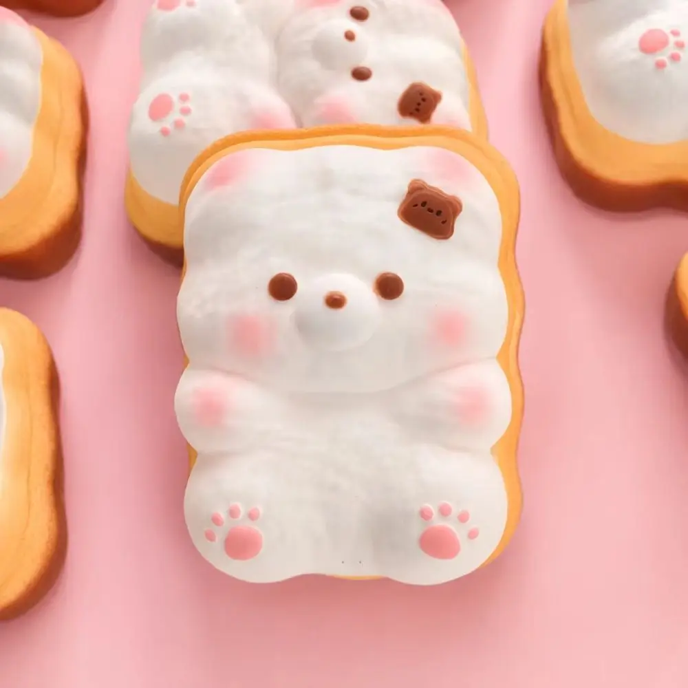 Moist Thick Round Bunny Bun Squeeze Toy Slow Rising Soft Texture Bear Toast Squishy Toy Foam Finger Suction