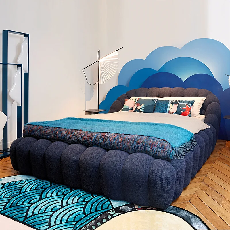 

Fabric bed Modern simple large flat-floor villa Internet celebrity designer furniture