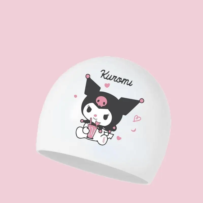 سانريو كورومي قبعة السباحة الصيف الكبار السباحة مقاوم للماء مرونة عالية هلام السيليكا غطاء رأس الكرتون أنيمي Kawaii نمط جديد قبعة
