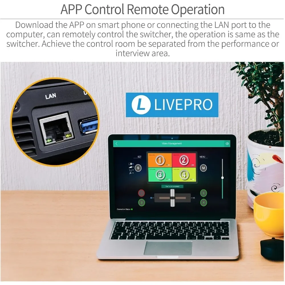 LIVEPRO L1 V1 Multi Camera Video Mixer Switcher 2 Inch LCD Display 4 x HDMI Inputs USB 3.0 Output Format