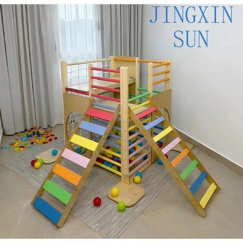 Customizable style wooden indoor playground set, suitable for  square climbing gym