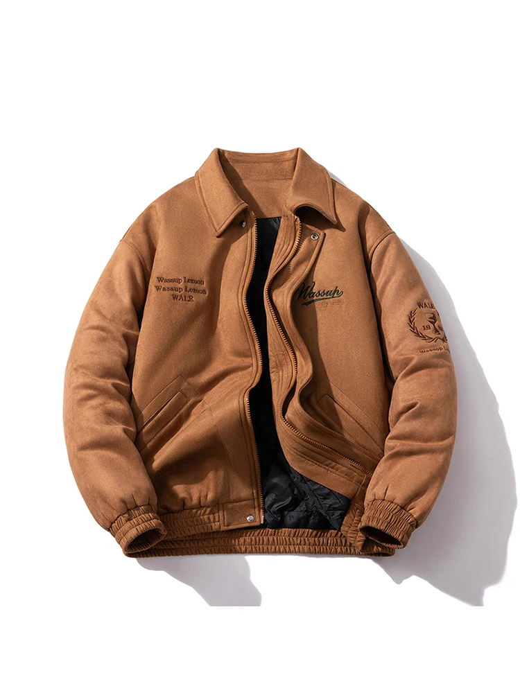 

Thiened Suede Cotton Jaet Autumn Winter New Sle American Baseball orm Trendy Brand ex Pilot Jaet Youth