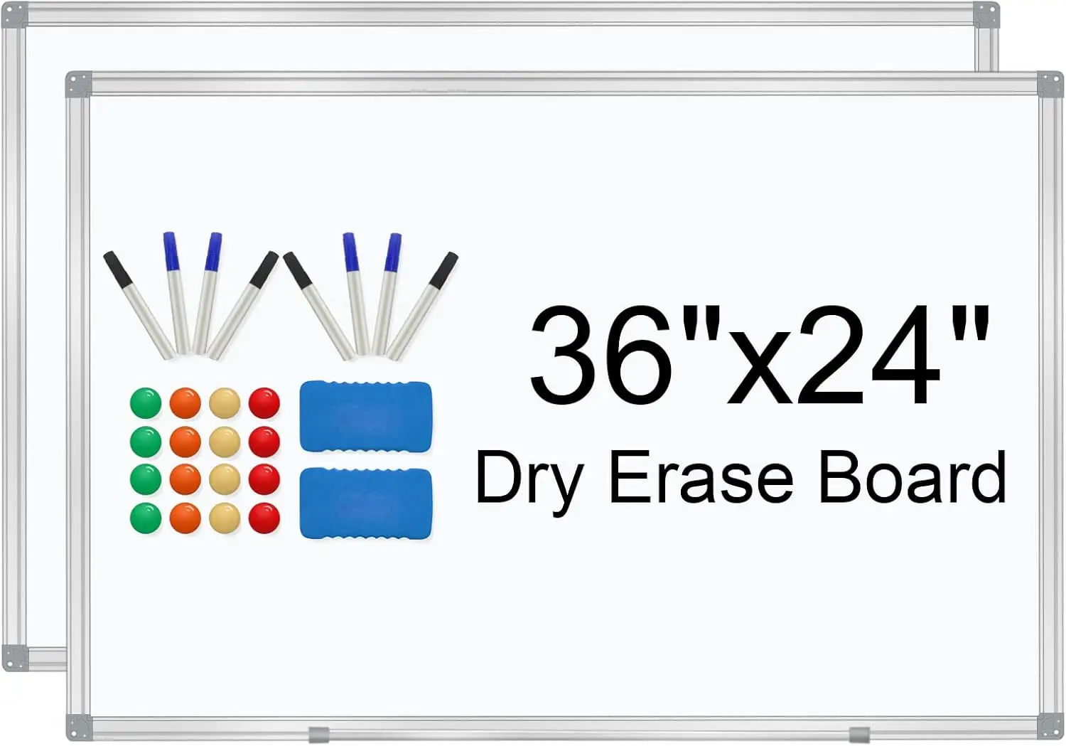 

Dry Erase Board 36x24 Magnetic Whiteboard for Wall with Long Pen Tray, 2 Pack Wall-Mounted White Boards for Home Office School