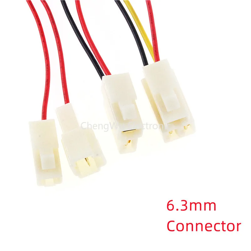 1pair 6.3mm 1/2/3/4/6Pin Connector Male Plug + Female Socket with 15cm CableKits for Motorcycle Ebike Car Connector