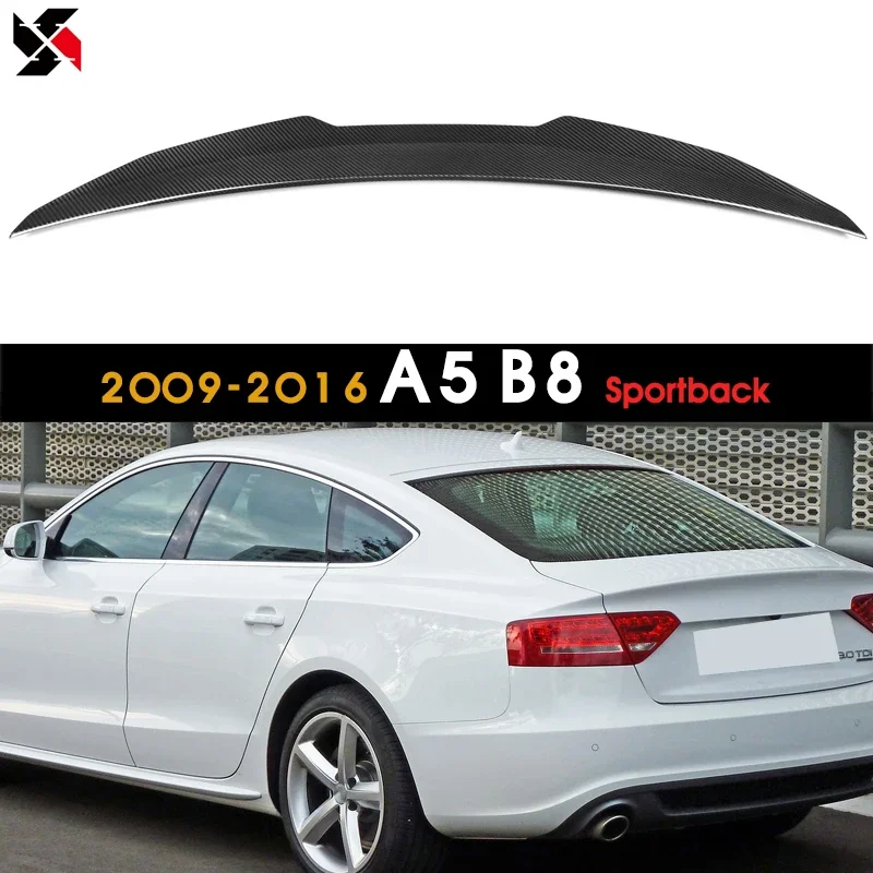 Rear Trunk Boot Lip Spoliler Deck Tail Wings Dry Carbon Fiber Material Fit For Audi A5 B8 4-Door Sedan (Will not for 2-DOOR)