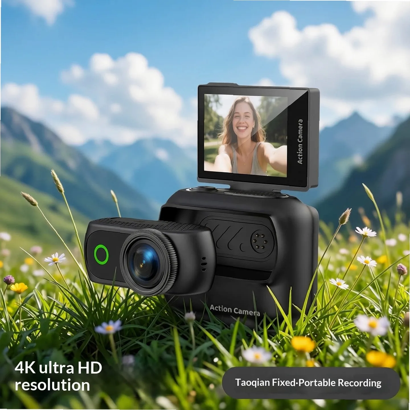 

4K Pocket Thumb-Sized Digital Sports Camera for Vlogging, Outdoor Cycling, Skiing and Travel with Chest Strap Mount for Photo