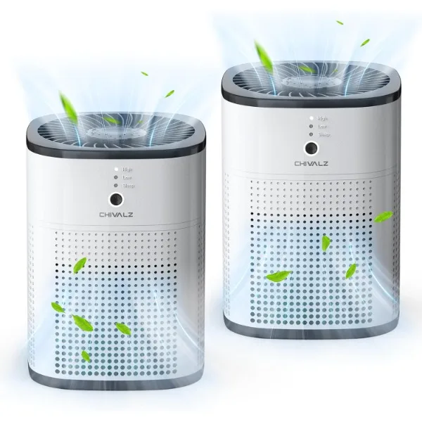 2 Pack CHIVALZ Air Purifiers for Bedroom, Air Purifiers for Home Bedroom, Quiet Air Cleaner with 24dB Sleep Mode