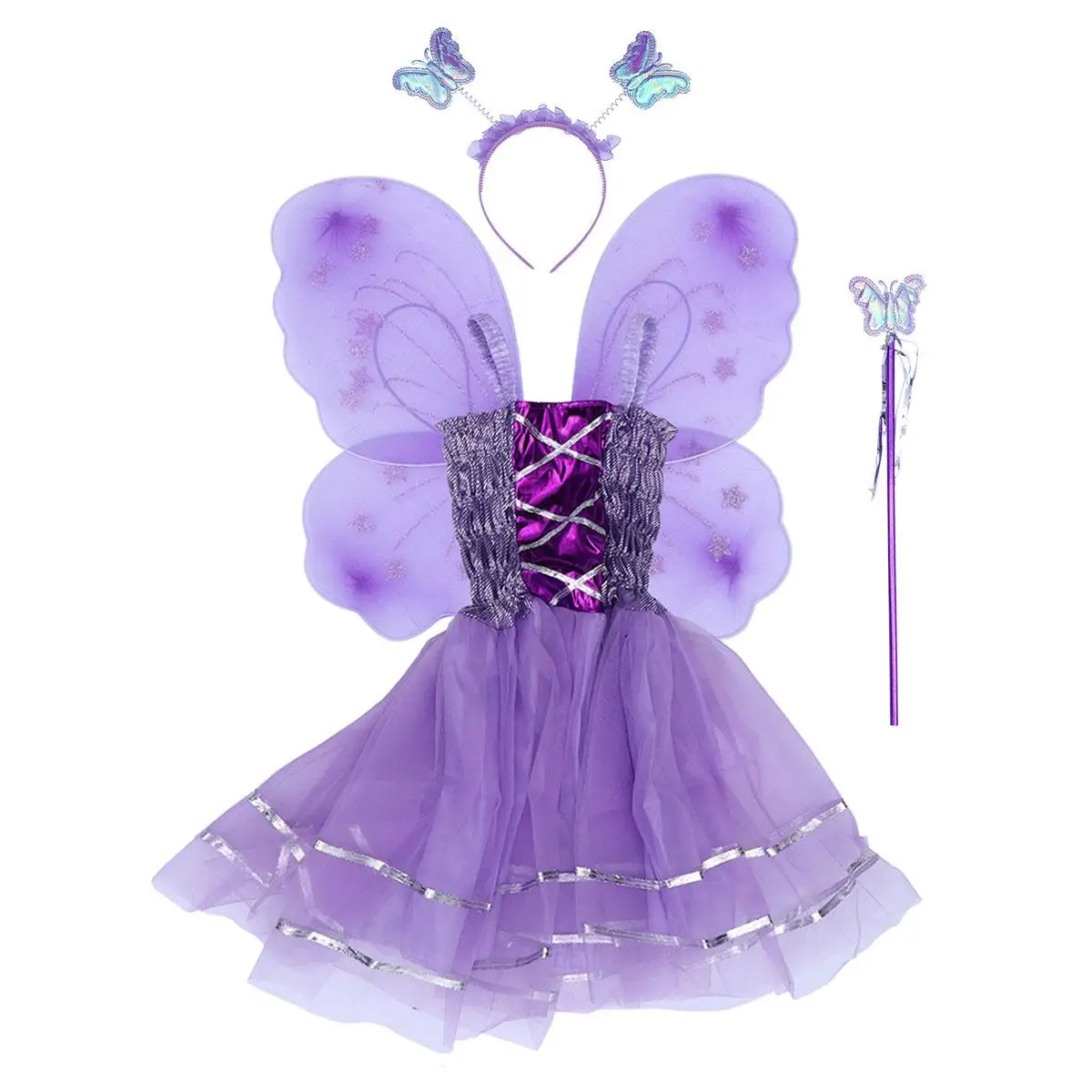 

Butterfly Wings Dress Performance Costume Make up Violet Toddlers Cosplay Cloth