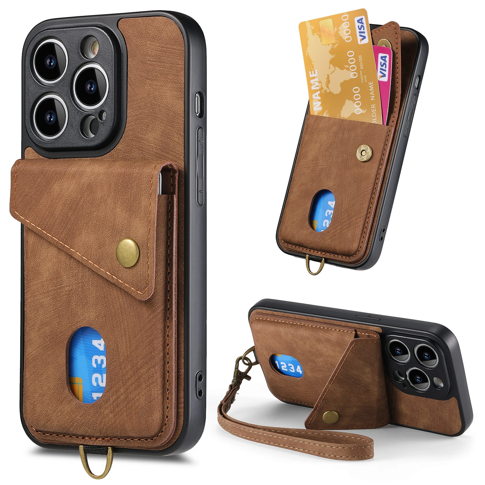 Retro Leather Wallet Phone Case For iPhone 13 12 Mini 11 14 Pro Max X XS XR 6 7 8 Plus SE Classic Business Card Slot Purse Cover