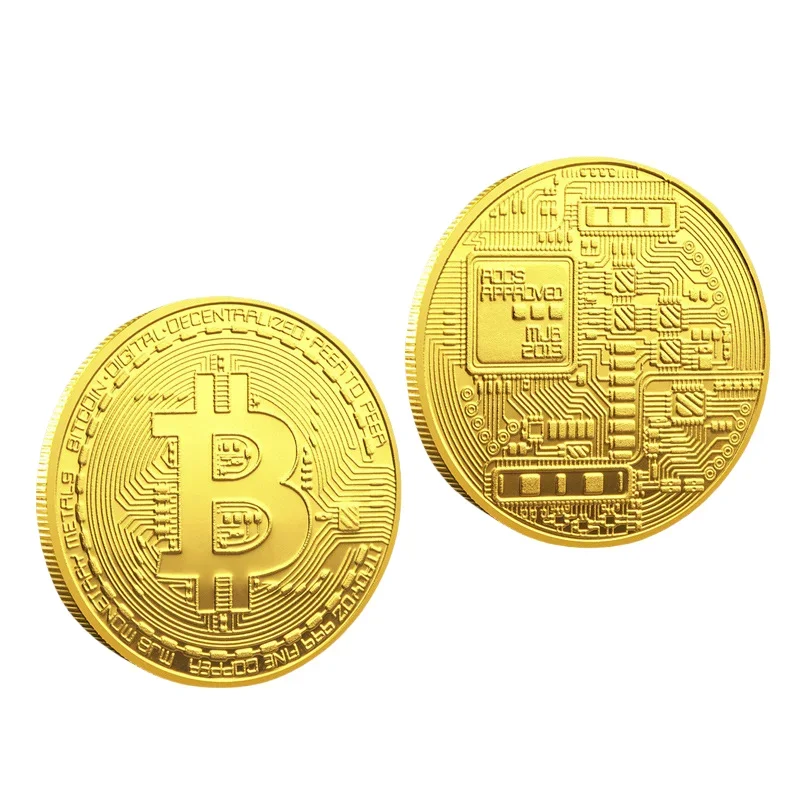 عملات معدنية مزخرفة، مقتنيات رائعة، عملة بيتكوين مطلية بالذهب، عملات معدنية، هدايا عمل، تذكارية مادية