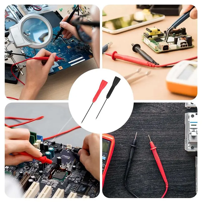 M11K-12Pcs Test Probes Copper Probes Test Probe Pins Test Leads Probe Multimeter Probes Needle 2Mm 600V/10A Piercing Needle