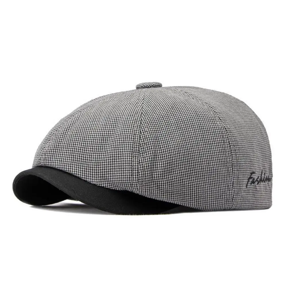 Gorra octogonal ajustable de algodón para hombre, gorro de vendedor de periódicos, 55-60cm, patrón Crosshatch, diseño de choque de Color, primavera