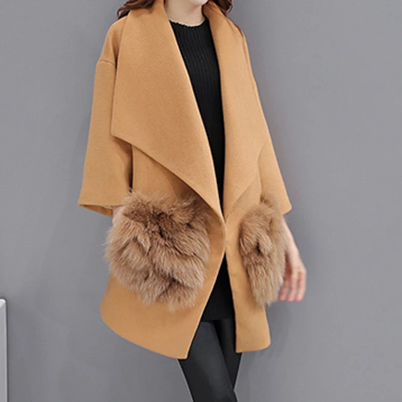 New Spring and Autumn Fashion Korean Edition Foxy Woolen Coat for Women  wool coats and jackets women