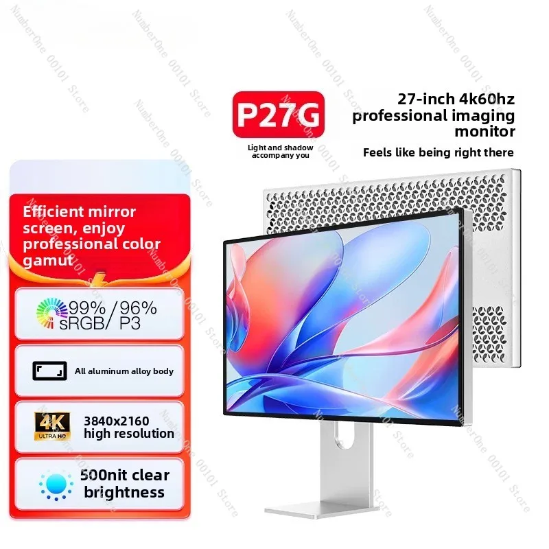 27 Inch 4K Ultra‑HD IPS Monitor, 60Hz Professional Display For Kuycon P27G, for Photography & Graphic Design