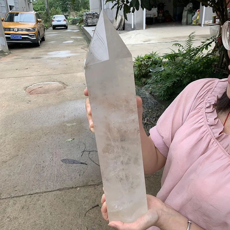 Wholesale Natural Healing Crystal Large White Transparent Quartz Crystal Dot Tower Decoration