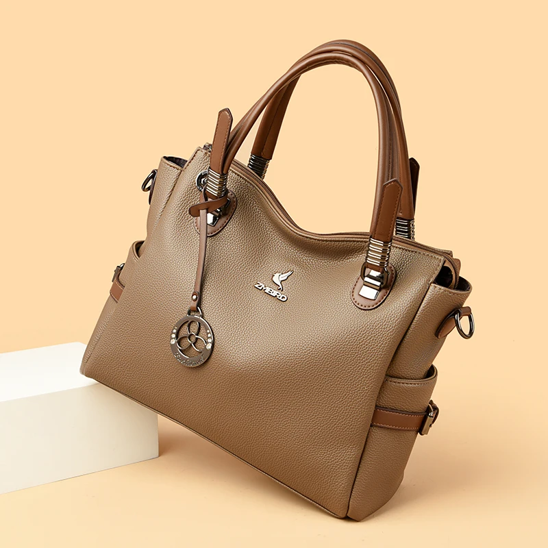 2024 New Large Capacity Women\'s Bucket Bag High Quality Soft Leather Female Handbag Luxury Trendy Girl Shoulder Bags Sac A Main