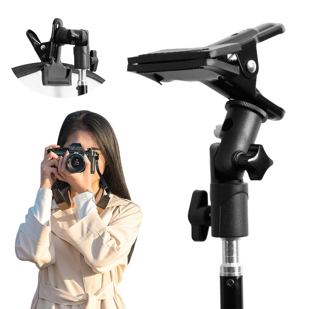 

Reflector Metal Clip Mount 1/4 Inch To 3/8inch Screw Mount Light Stand Attachment for Flash LED Light Umbrella Bracket