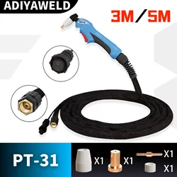 Adiyahweld-soplete de corte por Plasma PT31, 3M/5M, Cable PT-31, 30-55A, máquina cortadora por Plasma refrigerada por aire CUT50 CUT55