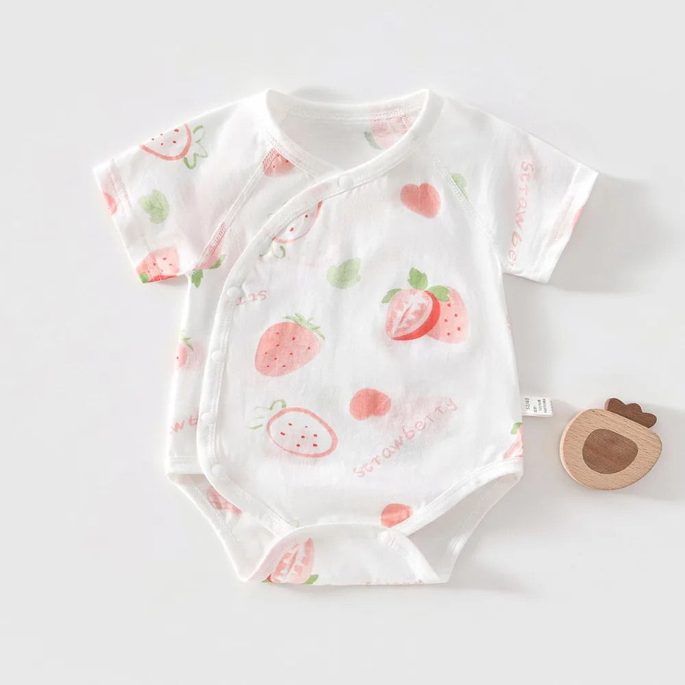 

Летняя одежда из чистого хлопка AYNIGIELL, комбинезон для новорожденных девочек и мальчиков, хлопковый комбинезон с короткими рукавами, одежда для младенцев