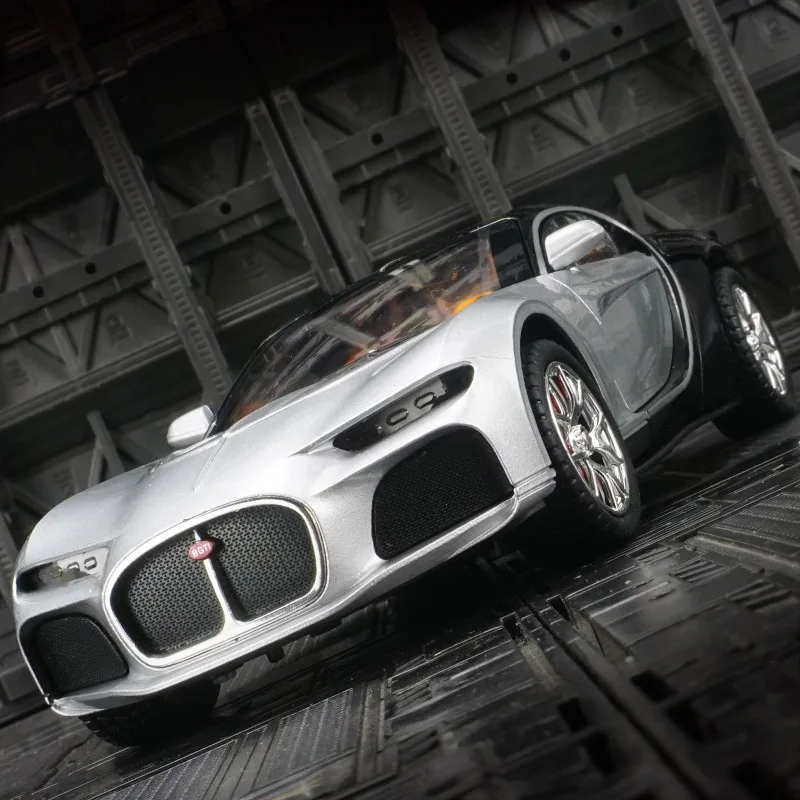 1:24 Bugatti Atlantico modello di auto in lega pull-back ammortizzatore acusto-ottico porta giocattolo e bagagliaio per bambini possono essere aperti.